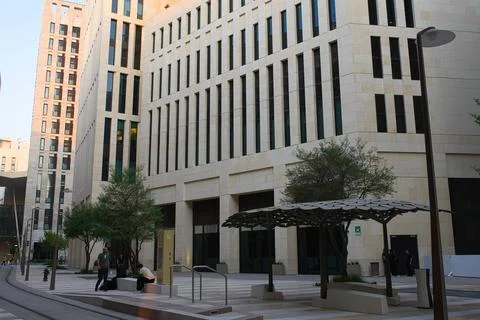 The view of the new district with minimalistic architecture of Doha Stock Photos