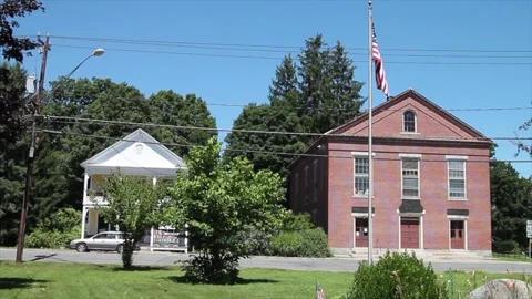 A View From A New England Town Common Stock Footage 330121935