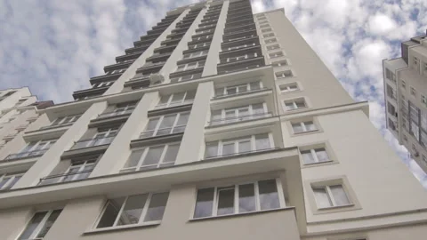 View at new high multi storey house in new area Mayak Minska Stock Footage 95036074
