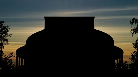 View of the New Mexico State Capitol Building in Santa Fe, Time Lapse at Sunset Stock Footage 278738479