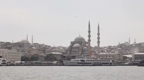 View of New Mosque from Bosphorous Stock Footage 57829991