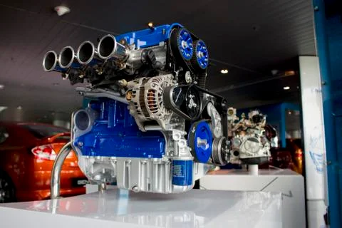A view for new motor model inside proton company.  Stock Photos