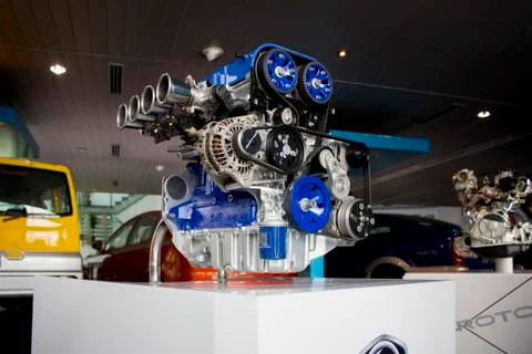 A view for new motor model inside proton company.  Stock Photos