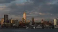 View of New York City Manhattan Midtown Skyline Empire State Building Sunset HD Footage