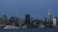 View of New York City Manhattan Midtown Skyline Empire State Building Dusk Light HD Footage