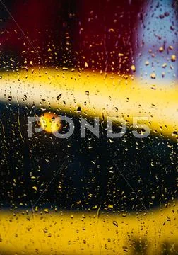 View of New York City on Rainy Evening Stock Photos