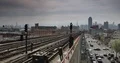 View of New York City with Subway Train Enter in Station Commute Transportation 4k or 4k+ Resolution