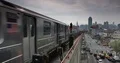 View of New York City Subway Train Arriving at Railroad Station Commuter Commute 4k or 4k+ Resolution
