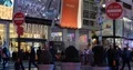 View of New York City Times Square Busy Commuters Walking Sidewalk Night Lights 4k or 4k+ Resolution