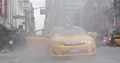 View of New York City Yellow Cab Stopped on Seventh Avenue Car Traffic Rush Hour 4k or 4k+ Resolution