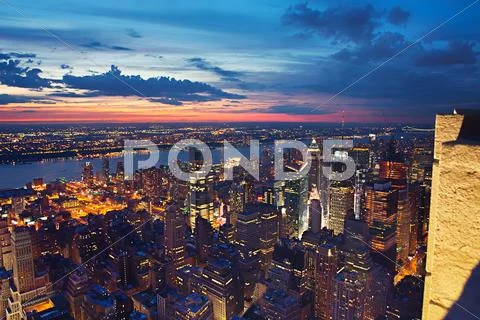 View on New York at night Stock Photos
