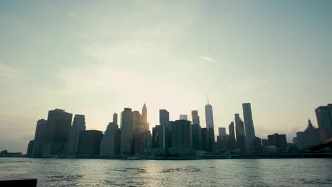 View of New York from the other side of East River Stock Footage 79850264