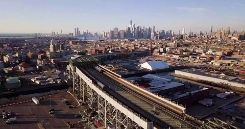 View of New York from the train tracks Video stock 128998933