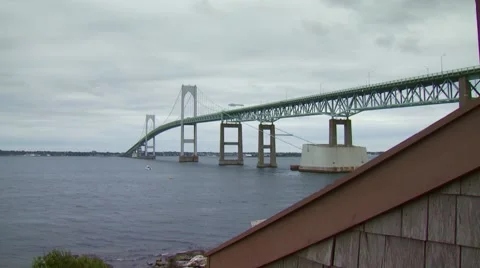 View of Newport Bridge Stock Footage 54593161
