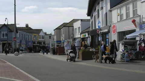 View of newquay town centre Stock Footage 238354059