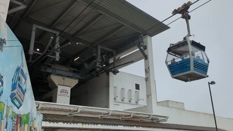 View of Ngong Ping village cable car station, 4k Stock Footage 271235860