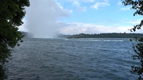 View of Niagara falls and Niagara River. The Largest Waterfall In North America. Stock Footage 93567892