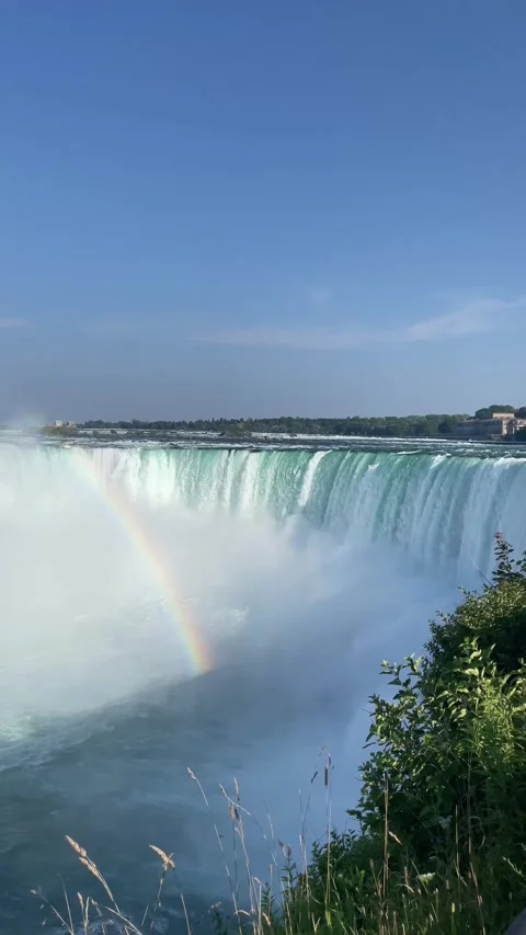 View of Niagara Falls with rainbow in Canada Vídeo Stock 326250341