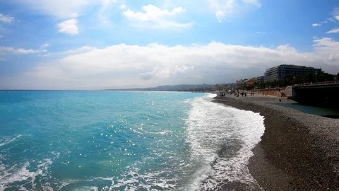 View of Nice beach and beautiful French riviera Stock Footage 111879333