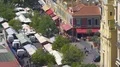 View of Nice city center and market, people walking and enjoying weekend, roofs HD Footage