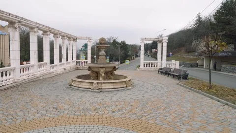 View of nice fountain without water in autumn. Stock Footage 101653167