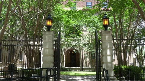 View of a nice house mansion gates Stock Footage 196358711