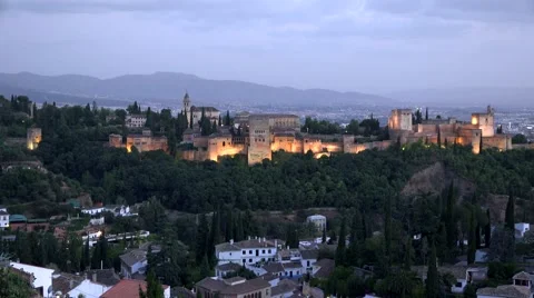 View of night Alhambra Stock Footage 68160561