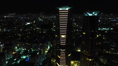 View of the night city from above Stock Footage 296234855