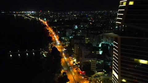 View of the night city from above Stock Footage 296235009