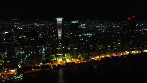 View of the night city from above Stock Footage 296235470