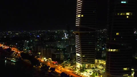 View of the night city from above Stock Footage 296241159