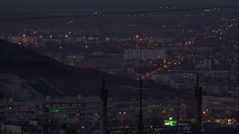View of the night city at dusk Stock Footage 106243286