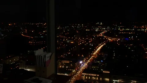 View Of A Night City From Office Window Stock Video Pond5