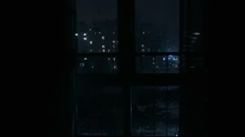 View of the night city from a panoramic window Stock Footage 151384891