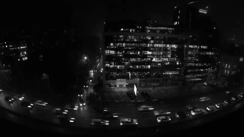 View of the night city, time lapse, traffic on the roads Stock Footage 233420096
