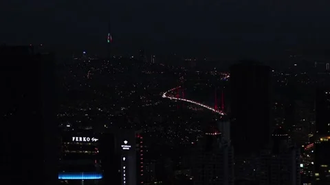 View of the night Istanbul from a height. Stock Footage 150211497