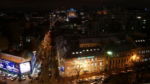 View of the night Kyiv from the bell tower of St. Sophia Cathedral. Stock Footage 71259015