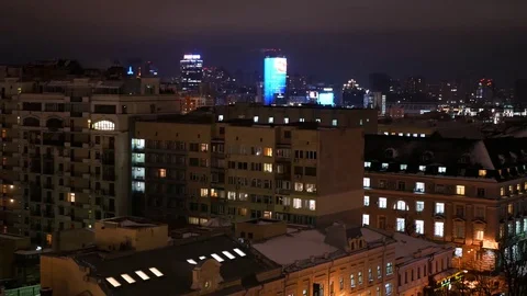 View of the night Kyiv from the bell tower of St. Sophia Cathedral. Stock Footage 71259825