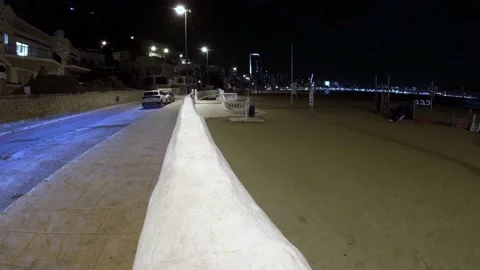 View at night from Paseo Tamarindos, Benidorm Stock Footage 227193166