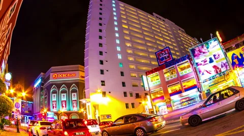 View of the night traffic in Melaka Stock Footage 63491553
