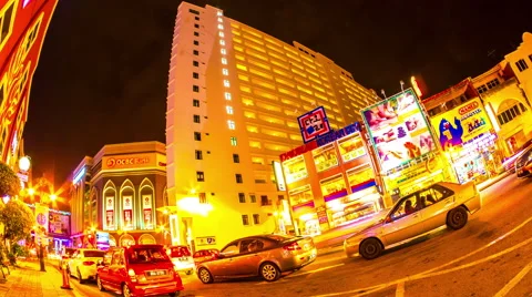 View of the night traffic in Melaka Stock Footage 63491650