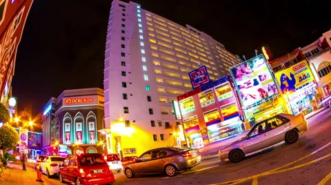 View of the night traffic in Melaka Stock Footage 64286277