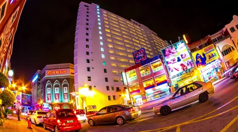 View of the night traffic in Melaka Stock Footage 64577536