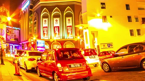 View of the night traffic in Melaka Stock Footage 64577582