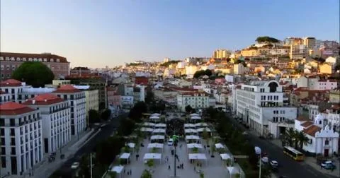 View of nightfall on lisbon Stock Photos