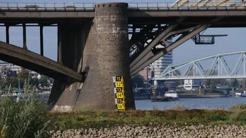 View of Nijmegen Bridge and River Maas Stock Footage 262655322