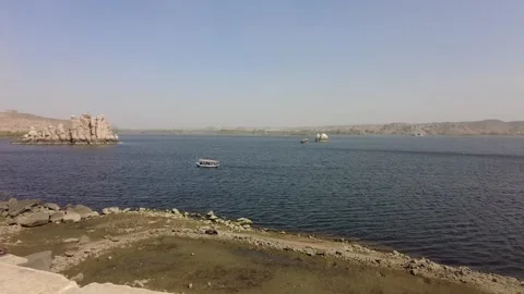 View on the Nile from Philae temple island Stock Footage 217998636