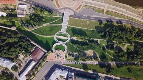View of the Nizhny Novgorod Kremlin and Chkalov staircase. Nizhny Novgorod, Stock Footage