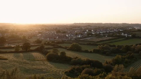 View from the north of Calne, Wiltshire. Pan Left. 4K Stock Footage