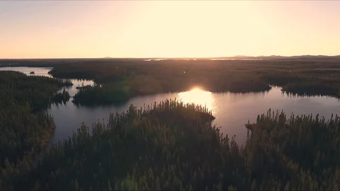 View of North of Quebec (Canada) landscape. There is a lot of lake. Stock-Footage 98313647